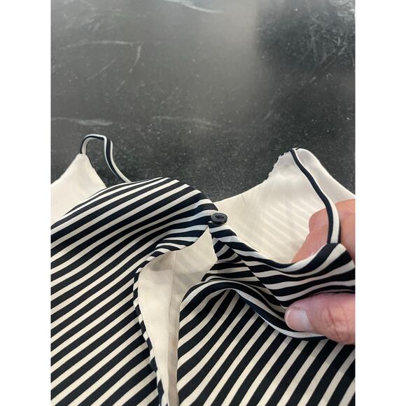 H&M black and whie stripe silky racerback dressy tank top Med - Picture 4 of 10
